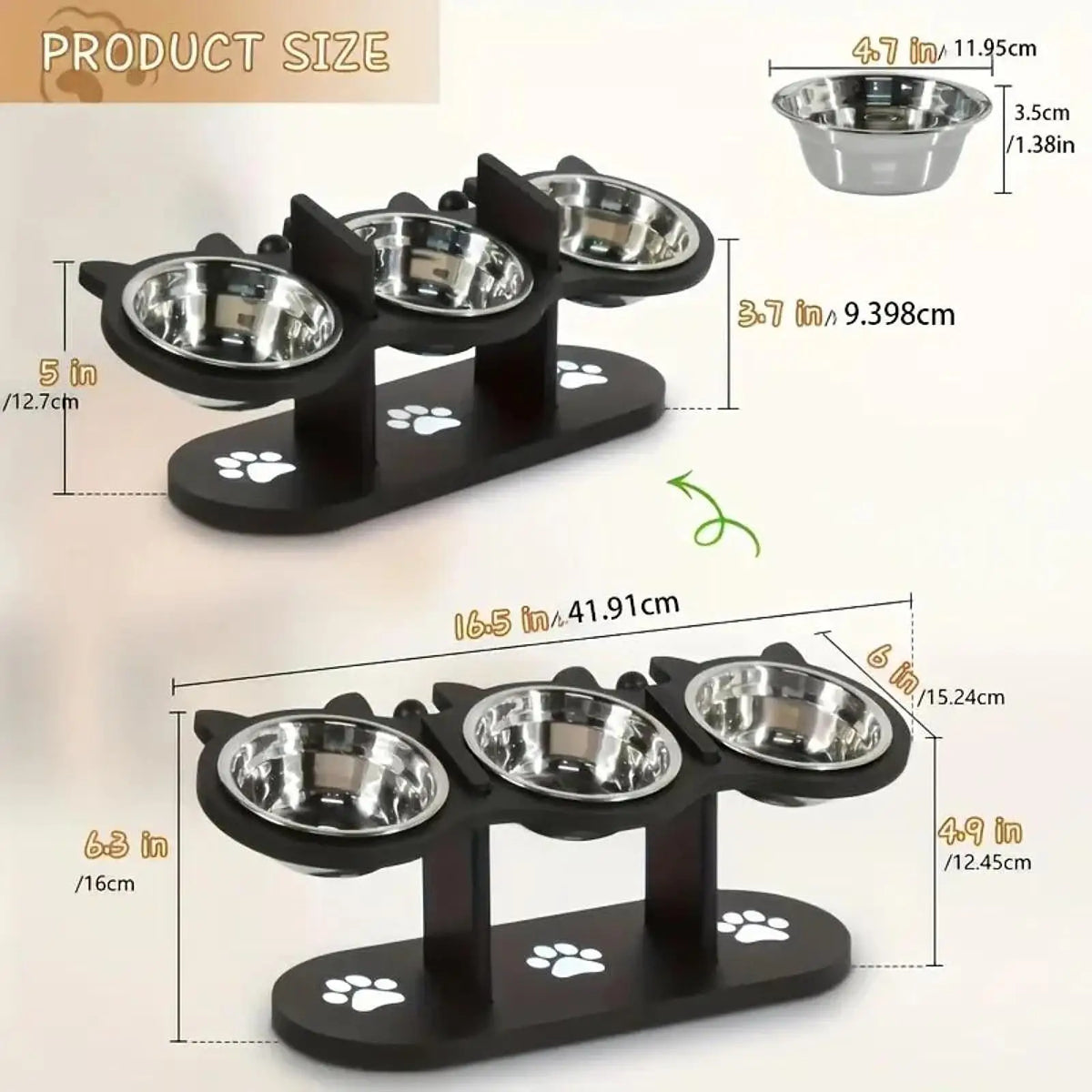Adjustable Cat Bowls Elevated Cat Feeder Sturdy Food Dispenser Water Bowl Cat Accessories supplies for Home Small Dog Puppy Pet