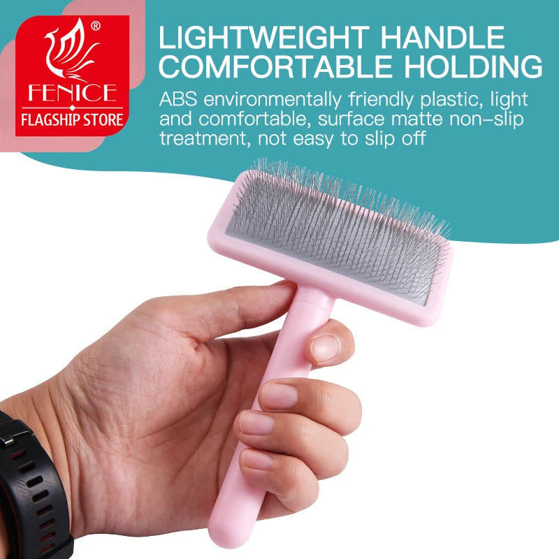 Fenice Professional Dog Comb Unknotted Brush Colorful Soft Hard Needle Fluffy Dog Hair Remover Shedding Comb
