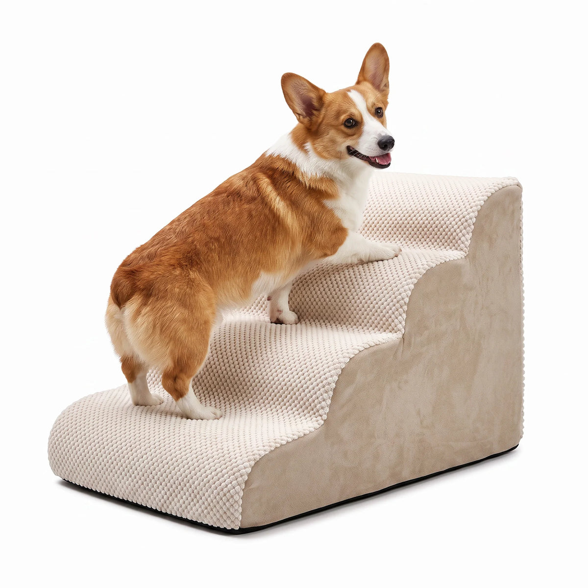 4-Tier Pet Stairs, 20" High Density Foam Dog Steps, Non-Slip Removable Washable Cover Pet Ramp, Safe Climb for Small Dogs, Aged Dogs, Injured Dogs and Low Beds