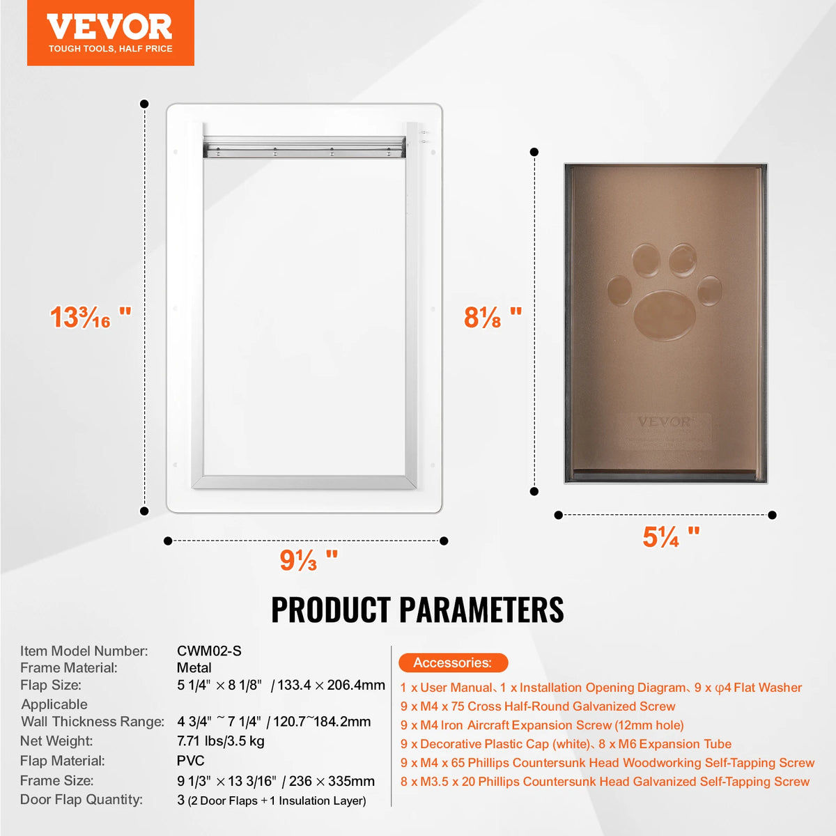 SucceBuy Pet Door Metal Frame with Lock and 3-Flap System Weatherproof Doggy Door Easy to Install in Interior or Exterior Walls