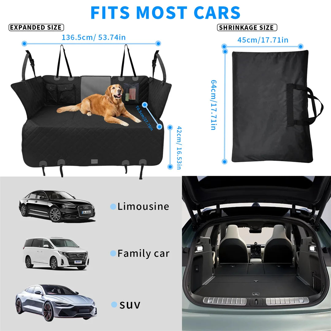 Waterproof Dog Car Seat Cover Seat Extender for Back Seat for Pet Travel Hammock in Cars Scratch-Proof