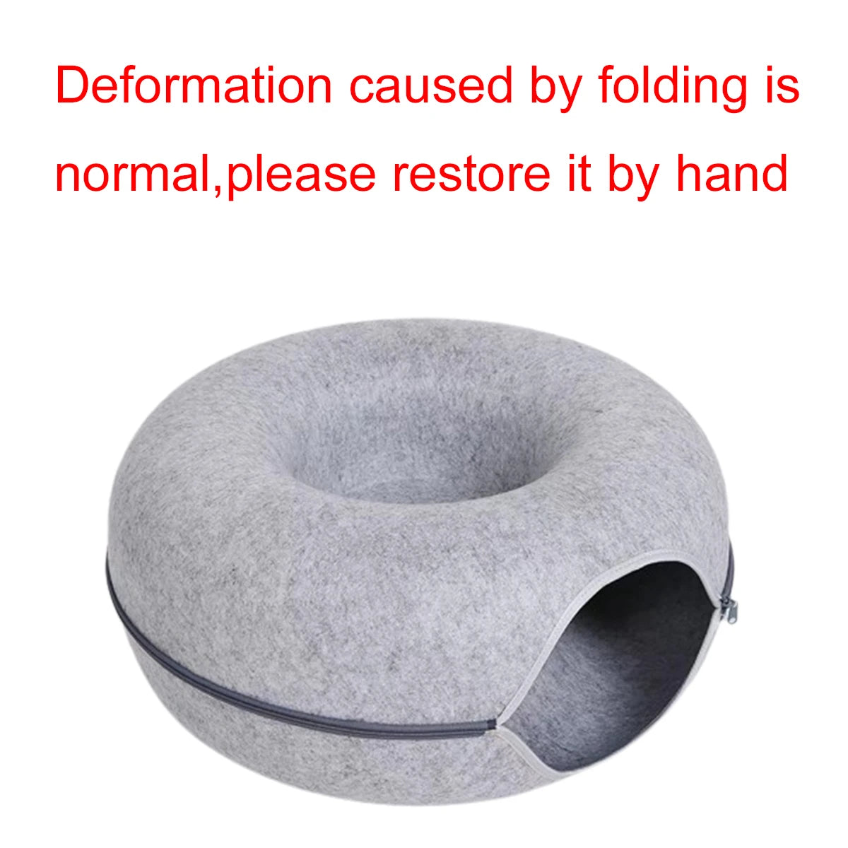 Interactive Round Small Cat Tunnel Nest Felt Kittens Bed House Scratcher Cat Donut Sleeping Pet Toy for Cats