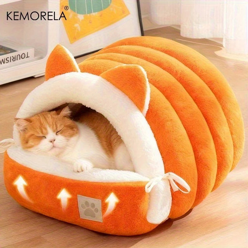 KEMORELA New For Cat Ear Cat Bed -Soft & Semi Winter-Enclosed Pet Nest with Non-Slip Bottom, Windproof & Warm Removable Washable