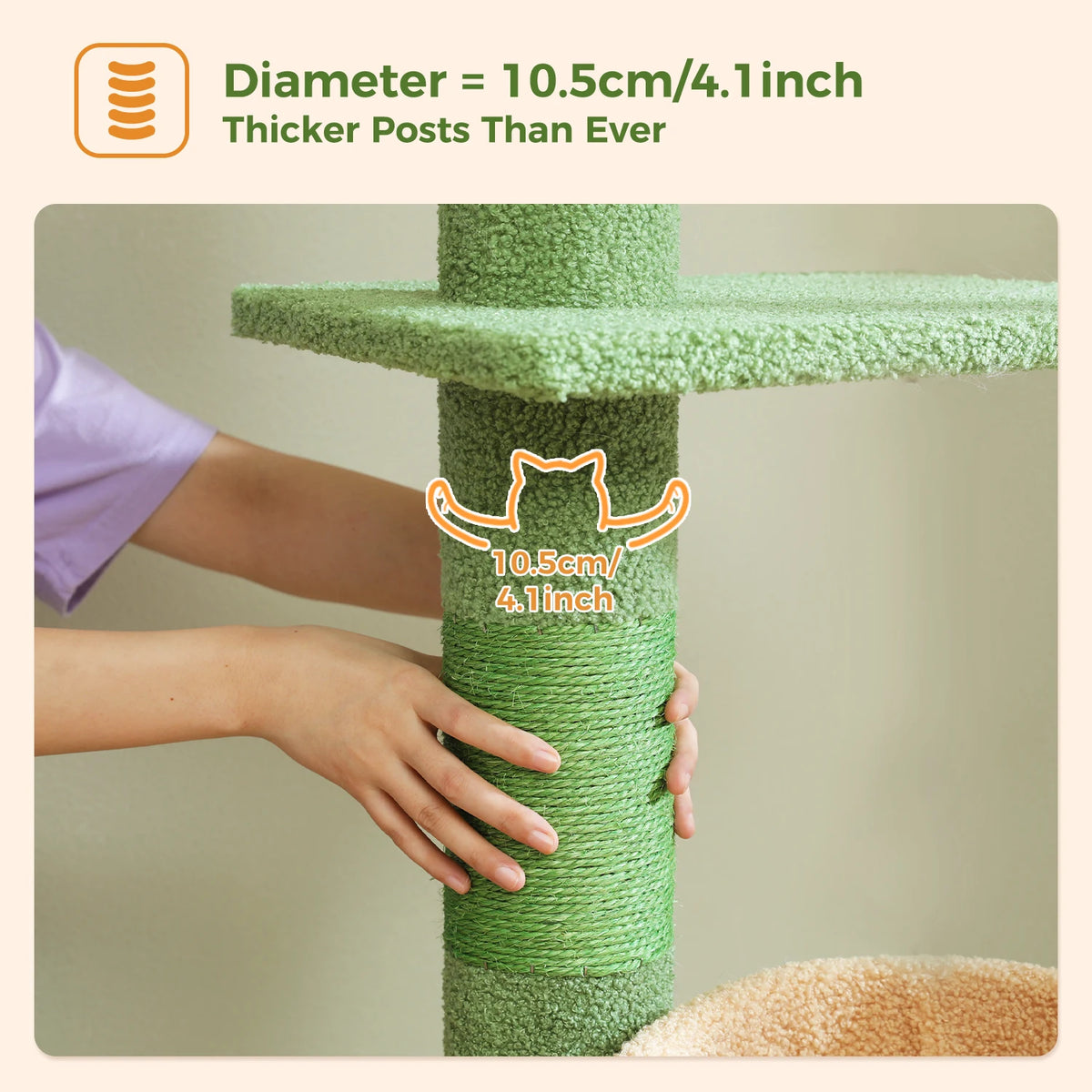 Adjustable Height Cactus Cat Tree for Indoor Cats Floor to Ceiling Cat Tower with Scratching Post Cozy Hammock Dangling Balls