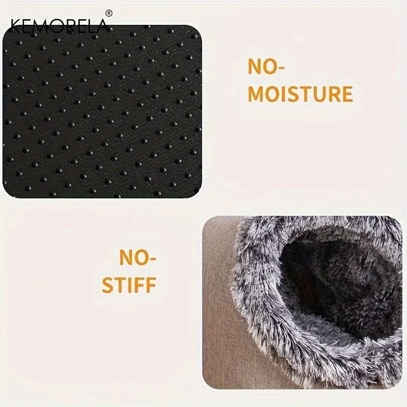 KEMORELA Winter Cat Bed Self-Warming Puppy House Cozy Cat Sleeping Cave Beds Indoor Kitten Nest Kennel Hut for Small Medium Cats